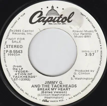 Jimmy G. & The Tackheads - Break My Heart