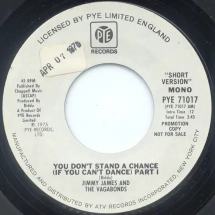 Jimmy James & The Vagabonds - You Don't Stand A Chance (If You Can't Dance)