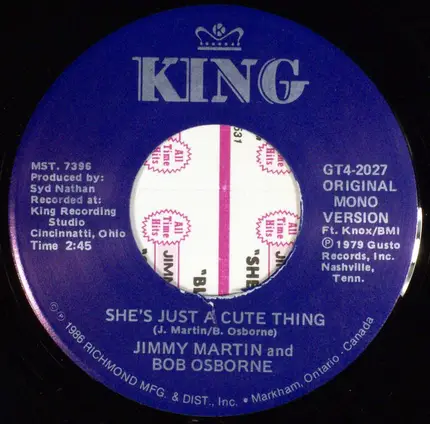 Jimmy Martin & Bobby Osborne - Blue Eyed Darlin' / She's Just A Cute Thing