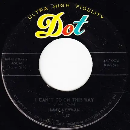 Jimmy Newman - A Fallen Star / I Can't Go On This Way