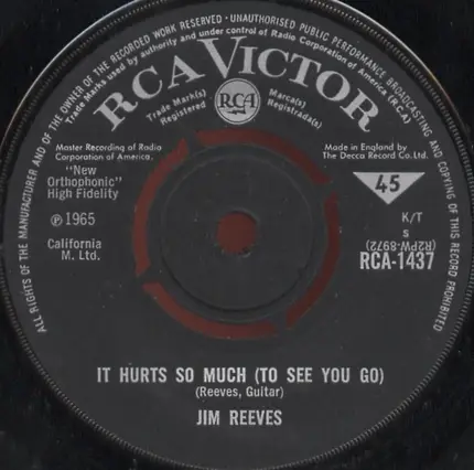 Jim Reeves - It Hurts So Much (To See You Go)