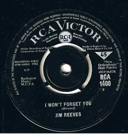 Jim Reeves - I Won't Forget You