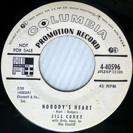 Jill Corey - Cry Me A River / Nobody's Heart