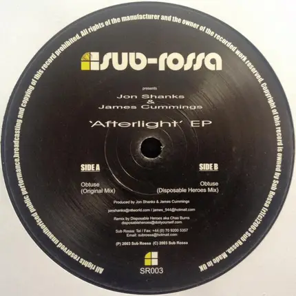 Jon Shanks & James Cummings - Afterlight EP