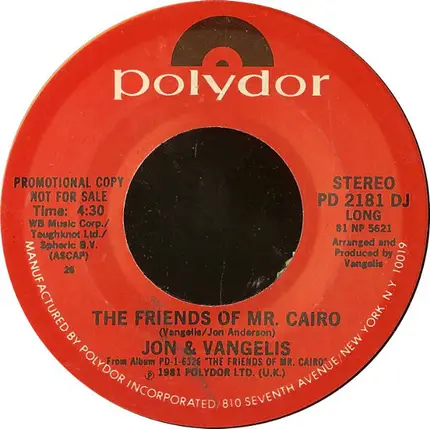 Jon & Vangelis - The Friends of Mr. Cairo / Beside