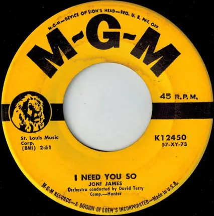 Joni James - Only Trust Your Heart / I Need You So