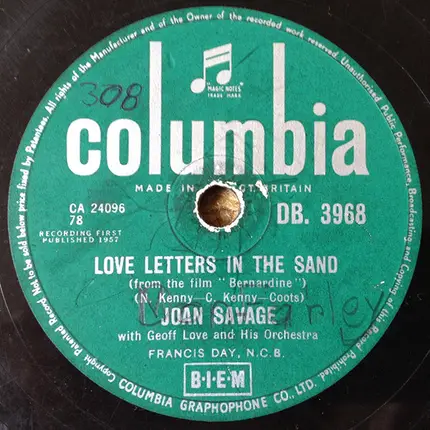 Joan Savage - With All My Heart / Love Letters In The Sand