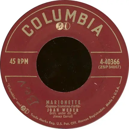 Joan Weber - Let Me Go Lover / Marionette