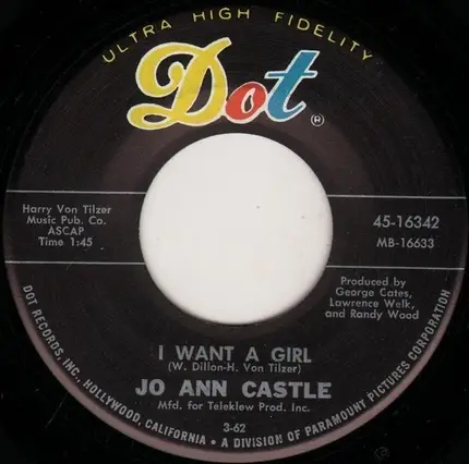 Jo Ann Castle - Honky Tonk Twist / I Want A Girl