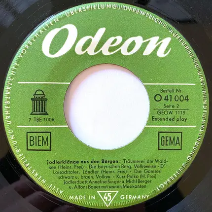 Jodlerduett Anneliese Singer Und Michl Berger , Alfons Bauer Mit Seinen Musikanten - Jodlerklänge Aus Den Bergen