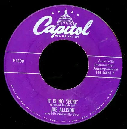 Joe Allison and His Nashville Boys - Statue In The Bay / It Is No Secre