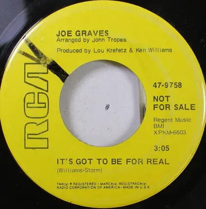 Joe Graves - 'Baby' If You Were Gone / It's Got To Be For Real