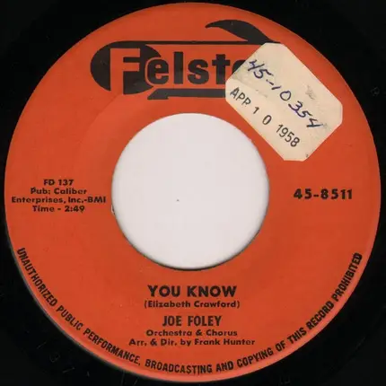 Joe Foley - Baby Sittin' / You Know