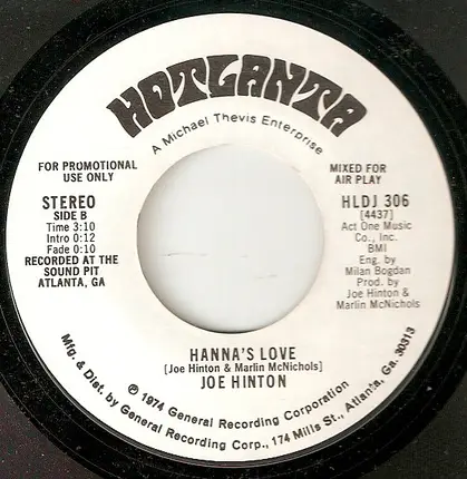 Joe Hinton - Hanna's Love