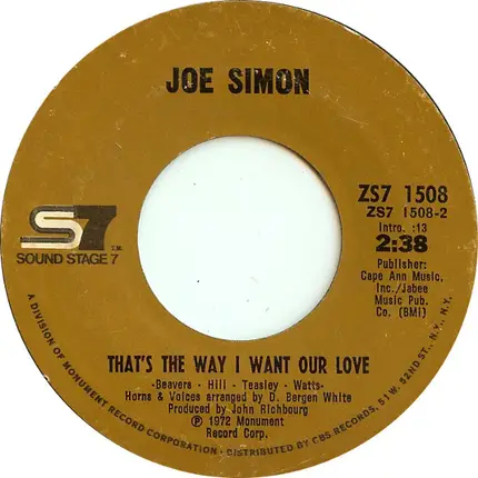 Joe Simon - Misty Blue / That's The Way I Want Your Love