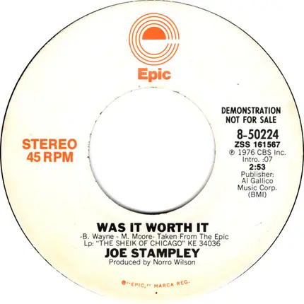 Joe Stampley - Was It Worth It
