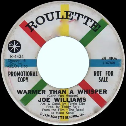 Joe Williams - When She Makes Music / Warmer Than A Whisper