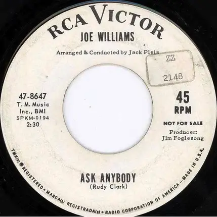 Joe Williams - The Bible Tells Me So / Ask Anybody