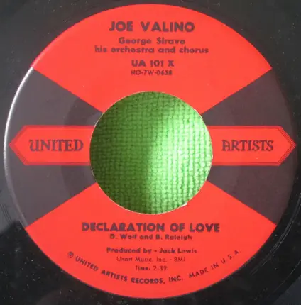 Joe Valino With George Siravo And His Orchestra - Declaration Of Love