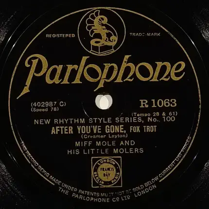 Joe Venuti's Blue Four / Miff Mole's Molers - Tempo Di Barrel / After You've Gone