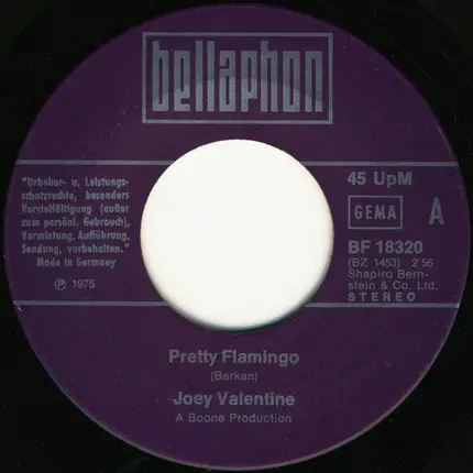 Joey Valentine - Pretty Flamingo / Ten Thousand And One