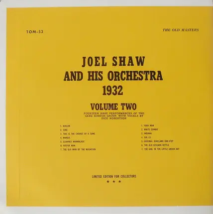Joel Shaw And His Orchestra - Joel Shaw And His Orchestra 1932 Volume Two