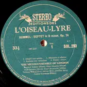 LP - Johann Nepomuk Hummel , Melos Ensemble Of London - Septet In D Minor, Op. 74 /Quintet In E Flat, Op. 87