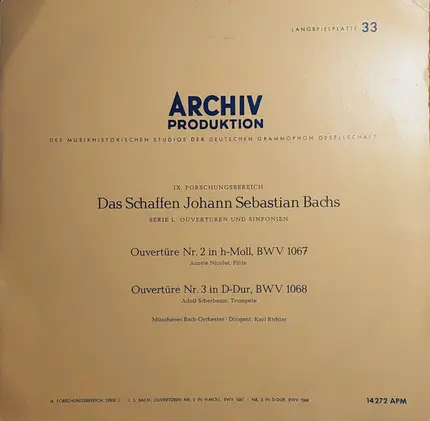 Johann Sebastian Bach - Aurèle Nicolet , Flöte · Münchener Bach-Orchester · Dirigent: Karl Richter - Ouvertüre Nr. 2 In H-moll BWV 1067 / Ouvertüre Nr. 3 In D-dur BWV 1068