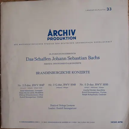 Bach - Brandenburgische Konzerte Nr. 2 F-dur / Nr. 3 G-dur /  Nr. 5 D-dur