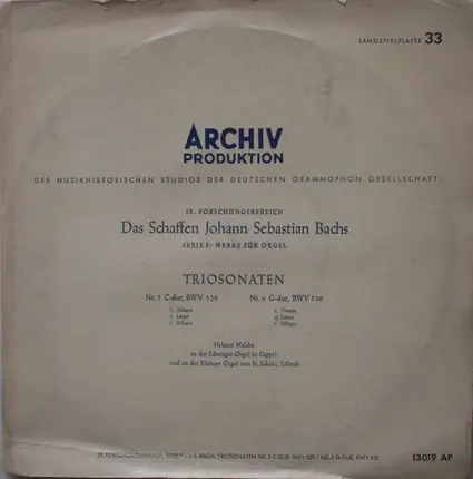 Bach - Triosonaten Nr. 5 C-Dur, BWV 529 / Nr. 6 G-Dur, BWV 530