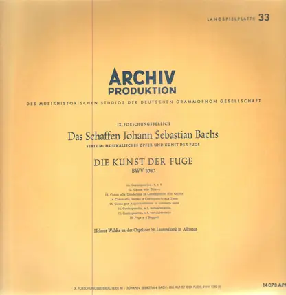 J.S. Bach - Helmut Walcha - Die Kunst der Fuge, BWV 1080 (II)