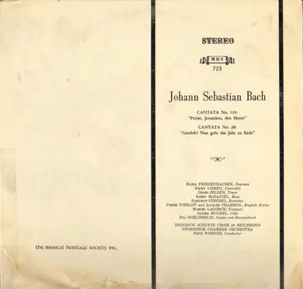 Johann Sebastian Bach - Cantata No. 119: "Preise, Jerusalem, Den Herrn" / Cantata No. 28: "Gottlob! Nun Geht Das Jahr Zu En