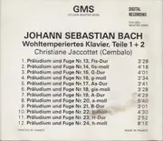 CD - Bach / Christiane Jaccottet - Wohltemporiertes Klavier Teile 1 Und 2