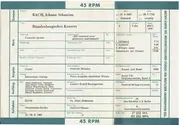 7inch Vinyl Single - Bach - Brandenburgisches Konzert Nr. 2 F-dur, BWV 1047