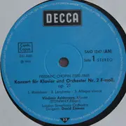LP - Chopin / Bach - Klavierkonzert Nr. 2 F-Moll / Konzert D-Moll Für Klavier BWV1052