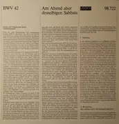 LP - Bach - Die Bach Kantate - BWV 42, BWV 103 - Booklet