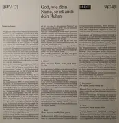 LP - Johann Sebastian Bach , Bach-Ensemle Helmuth Rilling - Die Bach Kantate - BWV 171, BWV 159 - 4 page booklet