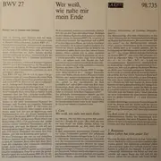 LP - Bach Ensemble Helmuth Rilling - Die Bach Kantate - BWV 27, BWV 47 - Booklet