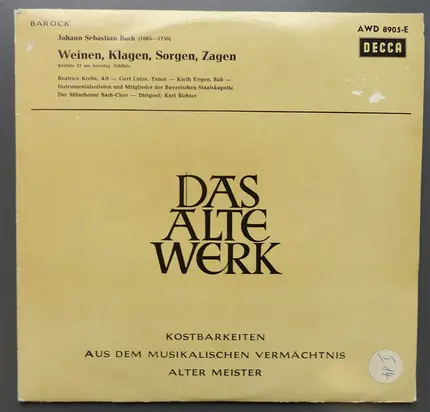 Bach - Weinen, Klagen, Sorgen, Zagen BWV 12