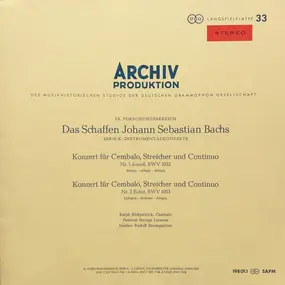 J. S. Bach - Konzert Für Cembalo, Streicher Und Continuo Nr. 1 D-Moll BWV 1052 / Konzert Für Cembalo, Streicher