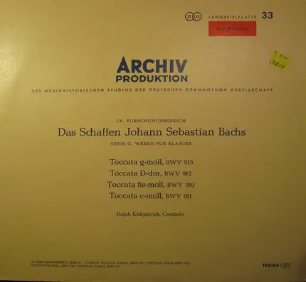 Bach (Ralph Kirkpatrick) - The Works of Johann Sebastian Bach - Series G: Keyboard Works