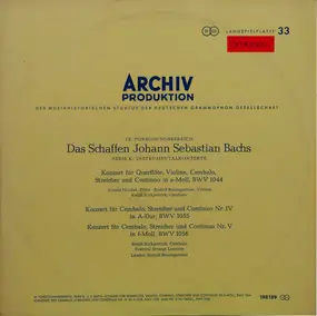 J. S. Bach - Konzert Fur Querflote, Violin, Cembalo, Streicher Und Continuo BWV 1044 / Konzerte Für Cembalo, Str