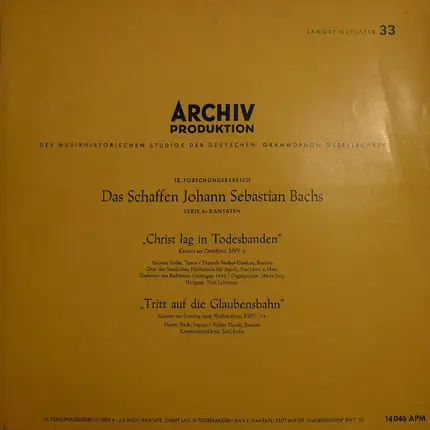Bach - 'Christ Lag In Todesbanden', BWV 4 / 'Tritt Auf Die Glaubensbahn', BWV 152