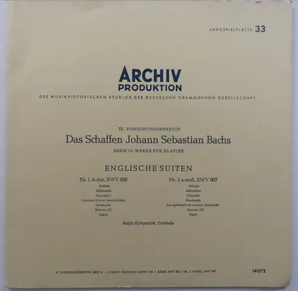Bach - Englische Suiten