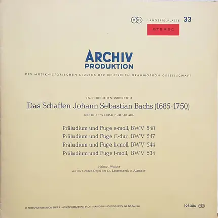 Bach - Präludium und Fuge BWV 548, 547, 544, 534