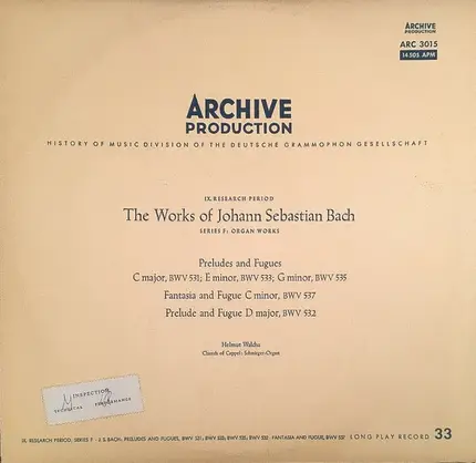 Johann Sebastian Bach - Preludes And Fugues BWV 531, 533, 535 / Fantasia And Fugue C Minor BWV 537, 532