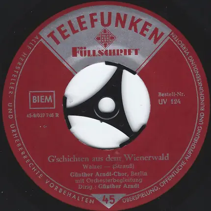 Johann Strauss Jr. ; Der Günther-Arndt-Chor , Günther Arndt - G'schichten Aus Dem Wienerwald / An Der Schönen Blauen Donau