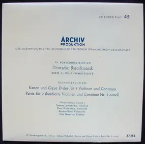 Johann Pachelbel - Kanon Und Gigue D-dur Für 3 Violinen Und Continuo / Partia Für 2 Skordierte Violinen Und Continuo N