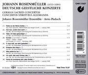 CD - Johann Rosenmüller / Johann Rosenmüller Ensemble / Arno Paduch - Deutsche Geistliche Konzerte - German Sacred Concertos - Concertos Spirituels Allemands