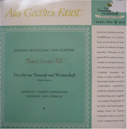 Johann Wolfgang von Goethe - Aus Goethe's Faust · Erster Teil